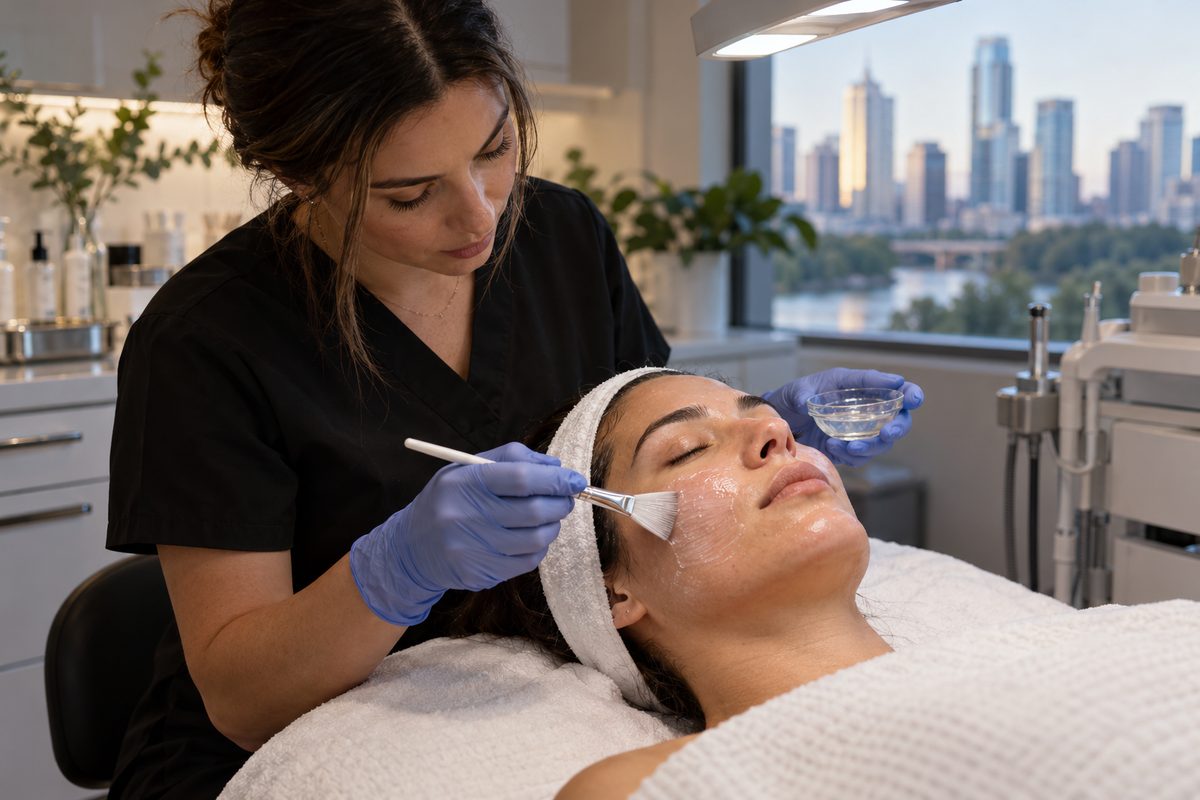 Application of active restorative formulation during clinical facial treatment