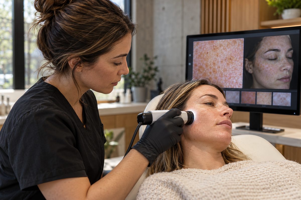 Clinical skin assessment and digital dermal analysis at Zenita Skin in Austin