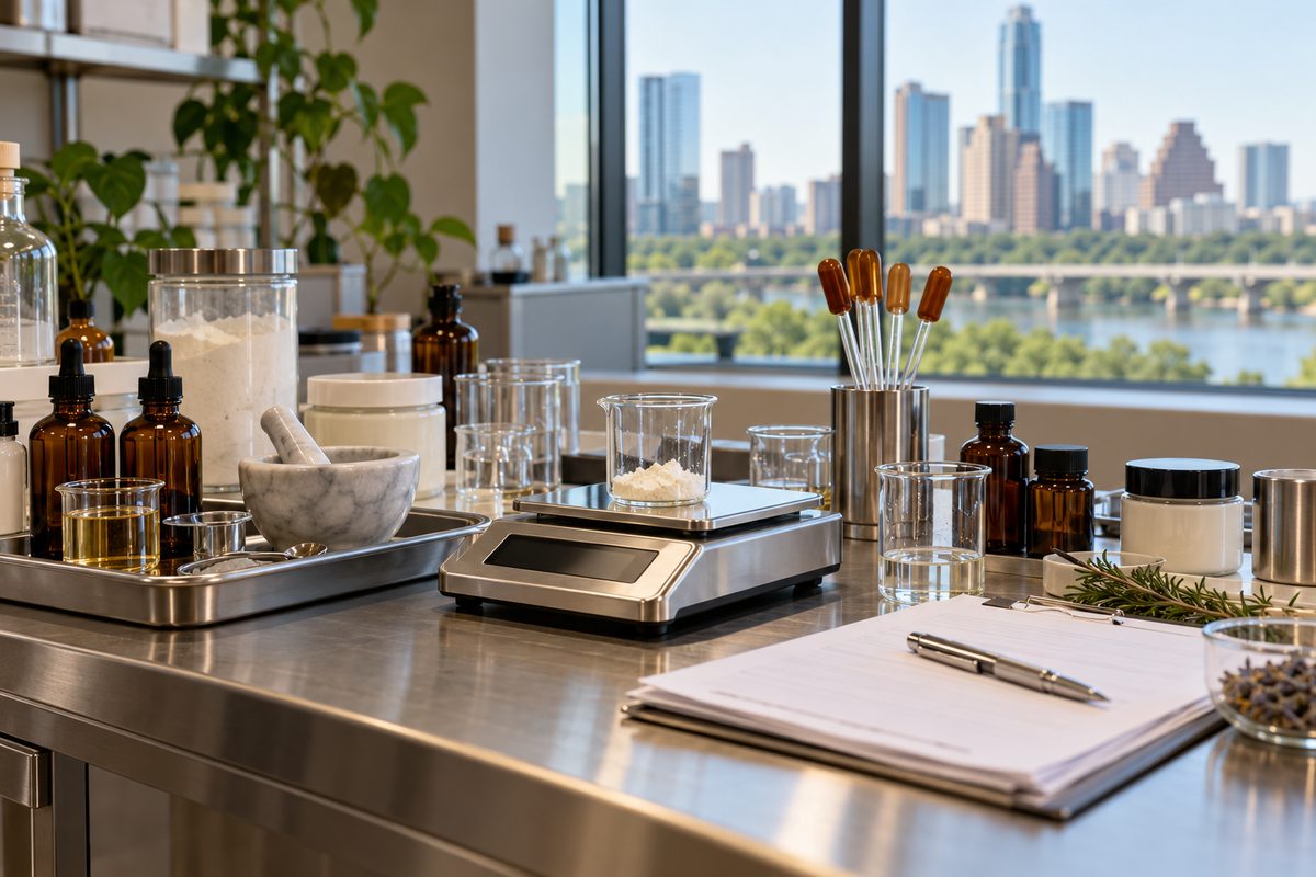 Custom formulation preparation and compounding station for tailored facials